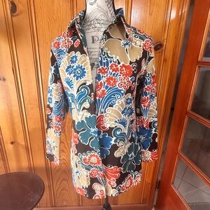 VTG 70s Hilton Head Sportswear Tunic Shirt Jacket Psychedelic Floral Mod 11/12